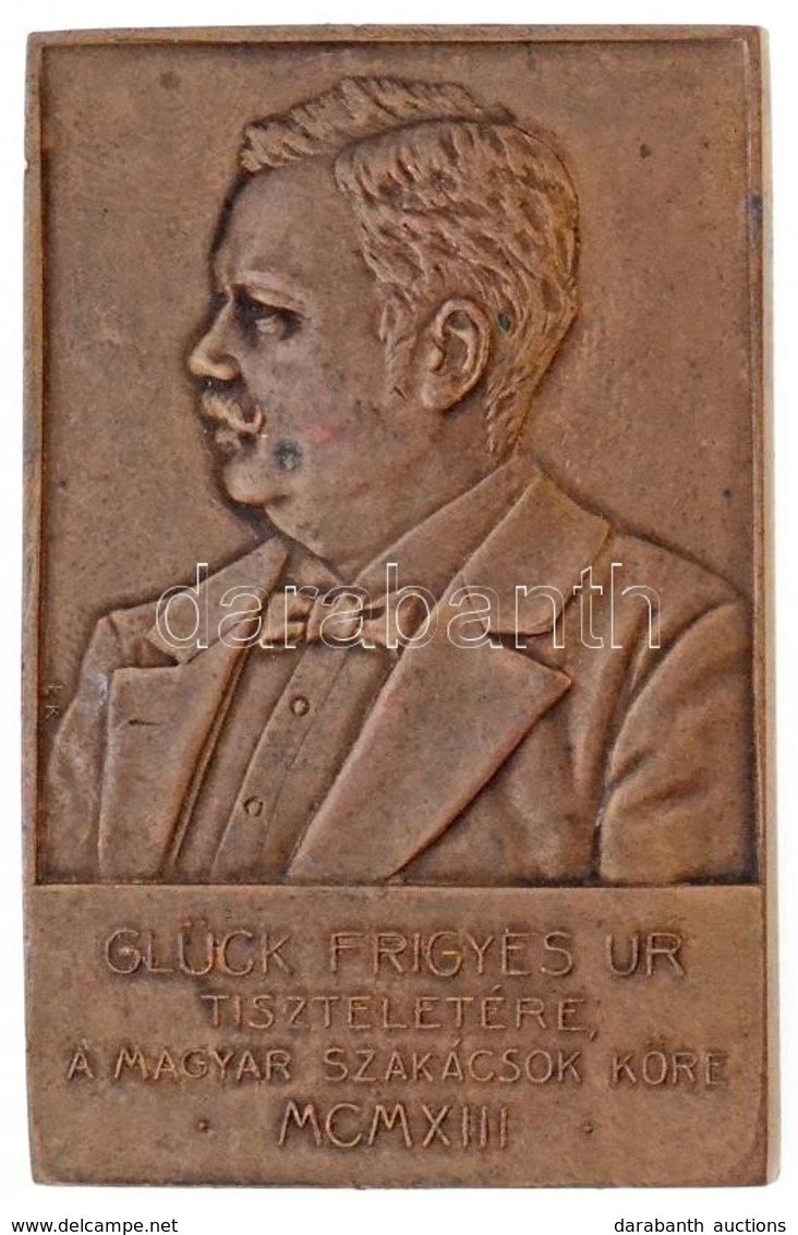 Exner Károly (1850-1919) 1913. 'Glück Frigyes' Br Plakett. 'GLÜCK FRIGYES ÚR TISZTELETÉRE, A MAGYAR SZAKÁCSOK KÖRE MCMXI - Ohne Zuordnung