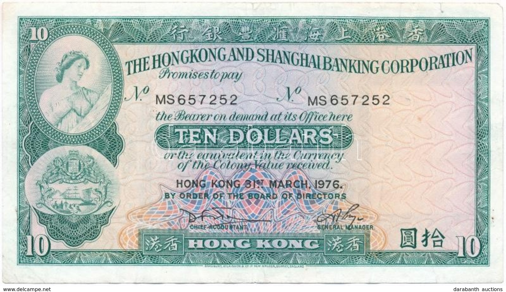 Hongkong 1976. 10$ T:III
Hong Kong 1976. 10 Dollars C:F - Ohne Zuordnung