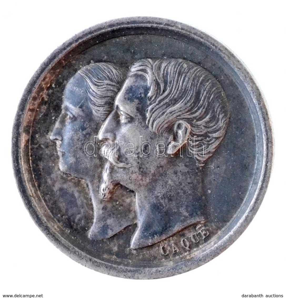 Franciaország / Második Császárság 1856. 'Napóleon Lajos Születése' Ag Zseton. Szign.: Caqué (2,09g/15mm) T:1- Patina /  - Ohne Zuordnung