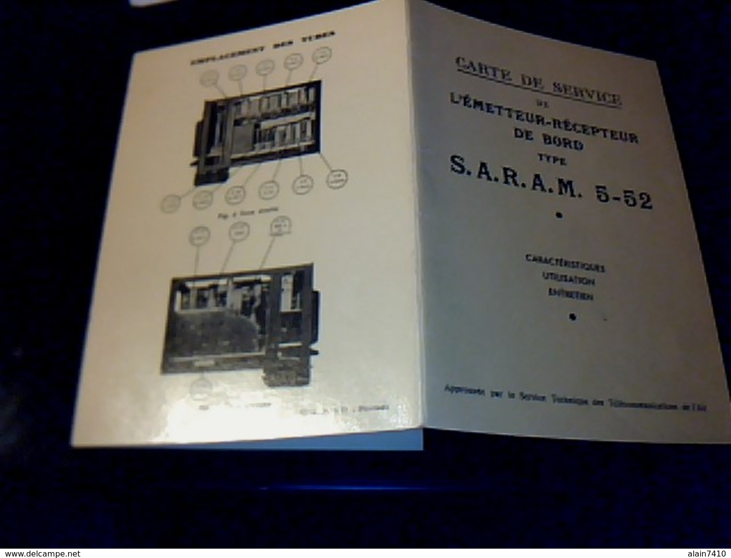 Vieux  Papiers  Carte DE Service De  Emeteur Récepteur De Bord Type SARAM  5_52 Entretien Utilisation Caractéristique - Non Classés