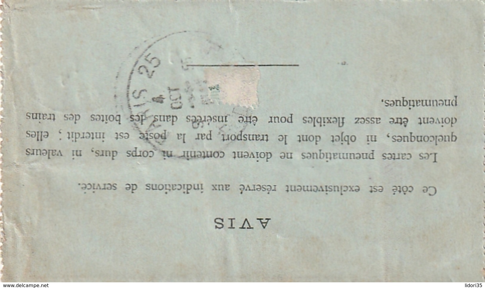 Frankreich / 1907 / Rohrpost-Kartenbrief O (3094) - Rohrpost