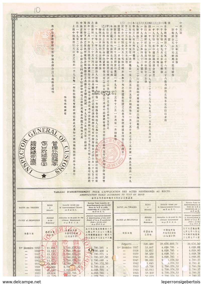 Titre Ancien -République Chinoise -Bon 5% Or 1925 - 5% Gold Bond 1925 - - Asie