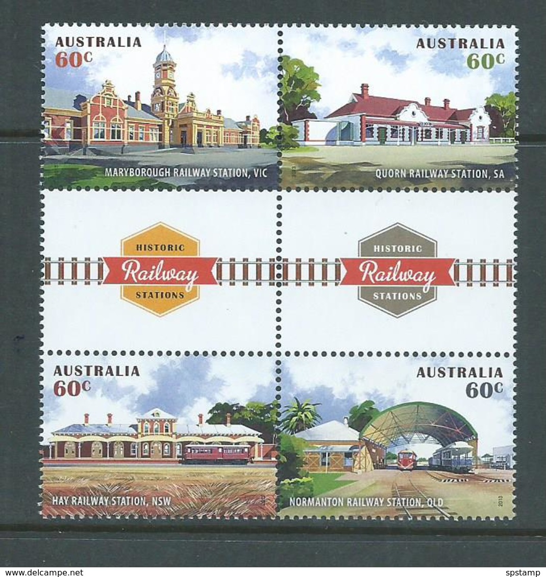 Australia 2013 Historic Railway Stations Gutter Block Of 4 MNH - Mint Stamps