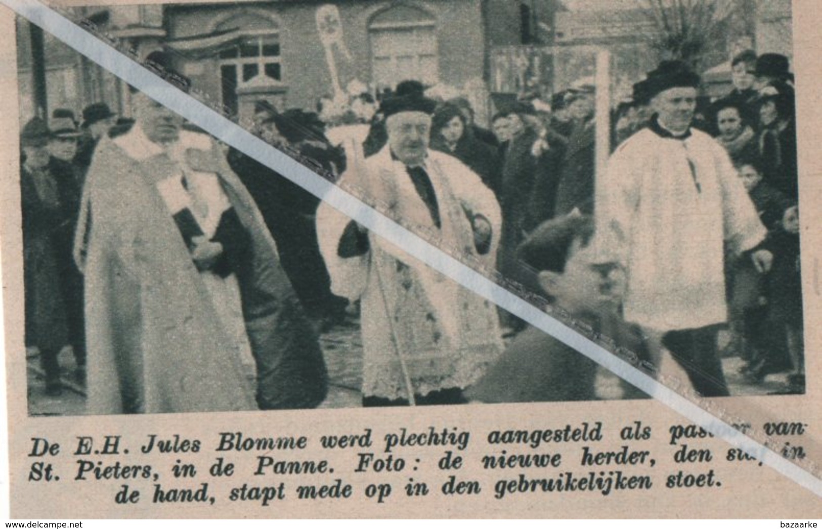 DE PANNE..1939.. E.H. JULES BLOMME AANGESTELD ALS PASTOOR VAN ST.PIETERS DE PANNE - Non Classés