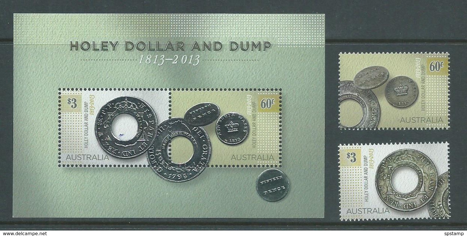 Australia 2013 Coin Holey Dollar & Dump Set 2 & Miniature Sheet MNH - Mint Stamps