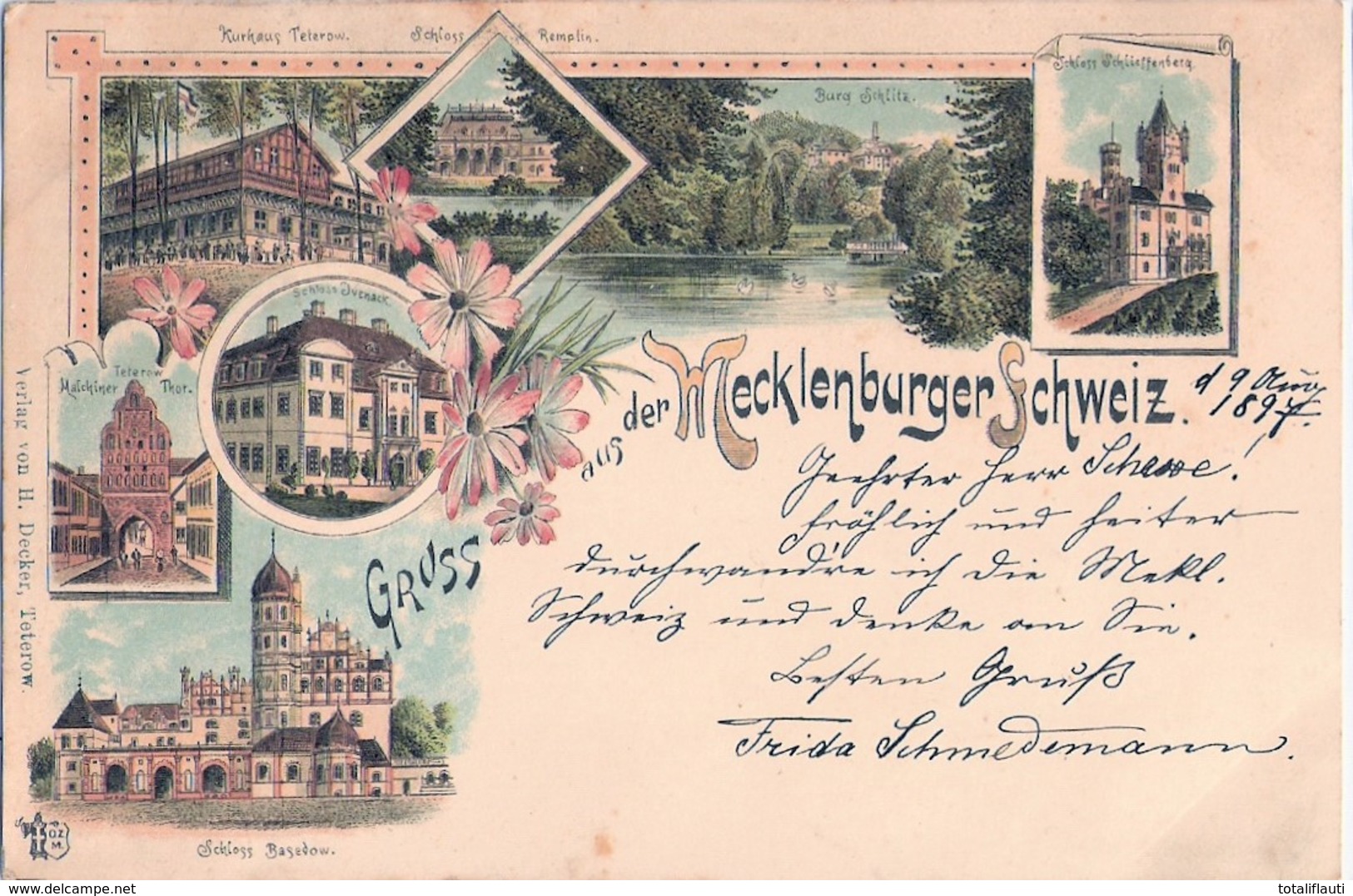 Mecklenburg Er Schweiz Schloß Schlieffenberg Basedow Remplin Ivenack Teterow Ua Gelaufen 9.8.1897 - Teterow