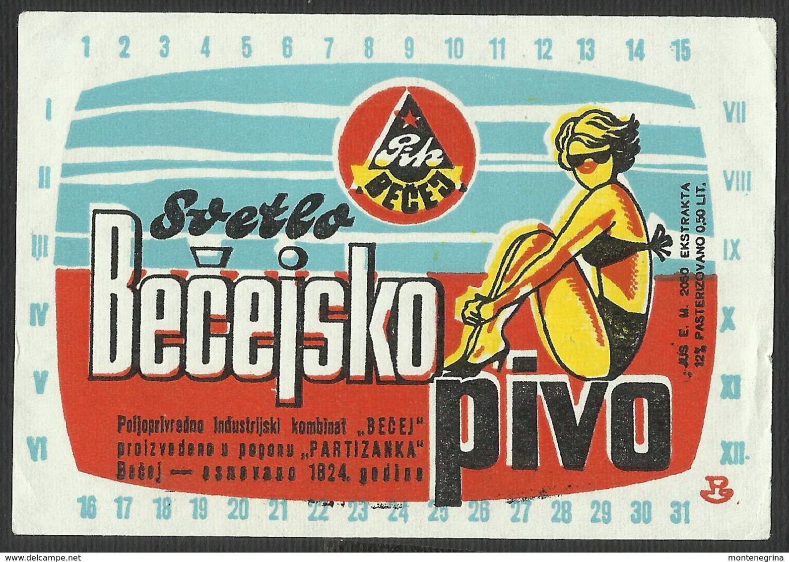 BECEJ Brewery - SVETLO PIVO - BEER LABEL 10 X 7 Cm (see Sales Conditions) - Bière