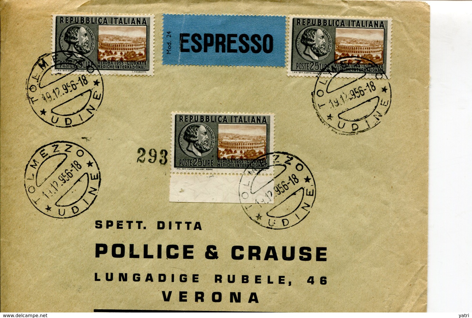 Italia (1956) - Busta Espresso Filatelica, Spedita Da Eraldo Pollice - 1946-60: Poststempel