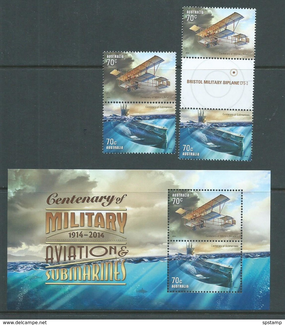 Australia 2014 Military Planes & Submarines Pair, Gutter Pair & Miniature Sheet MNH - Mint Stamps