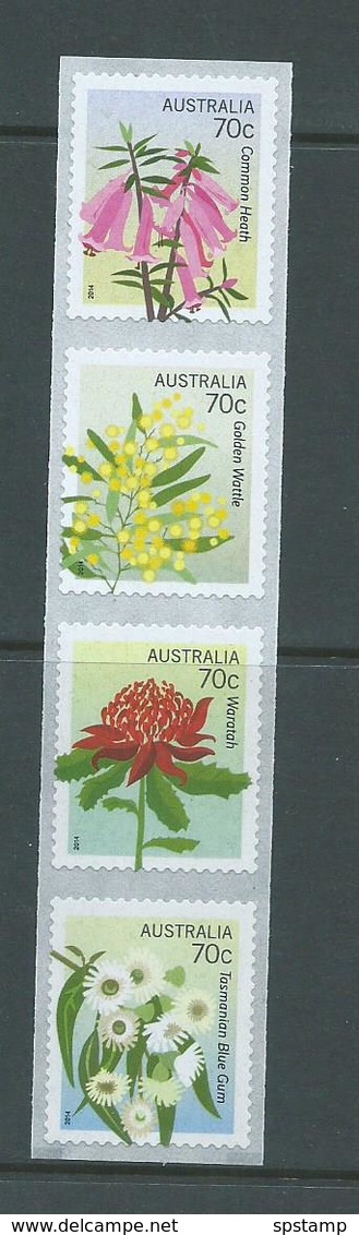 Australia 2014 Floral Emblems 70c Peel & Stick Strip Of 4 MNH - Mint Stamps