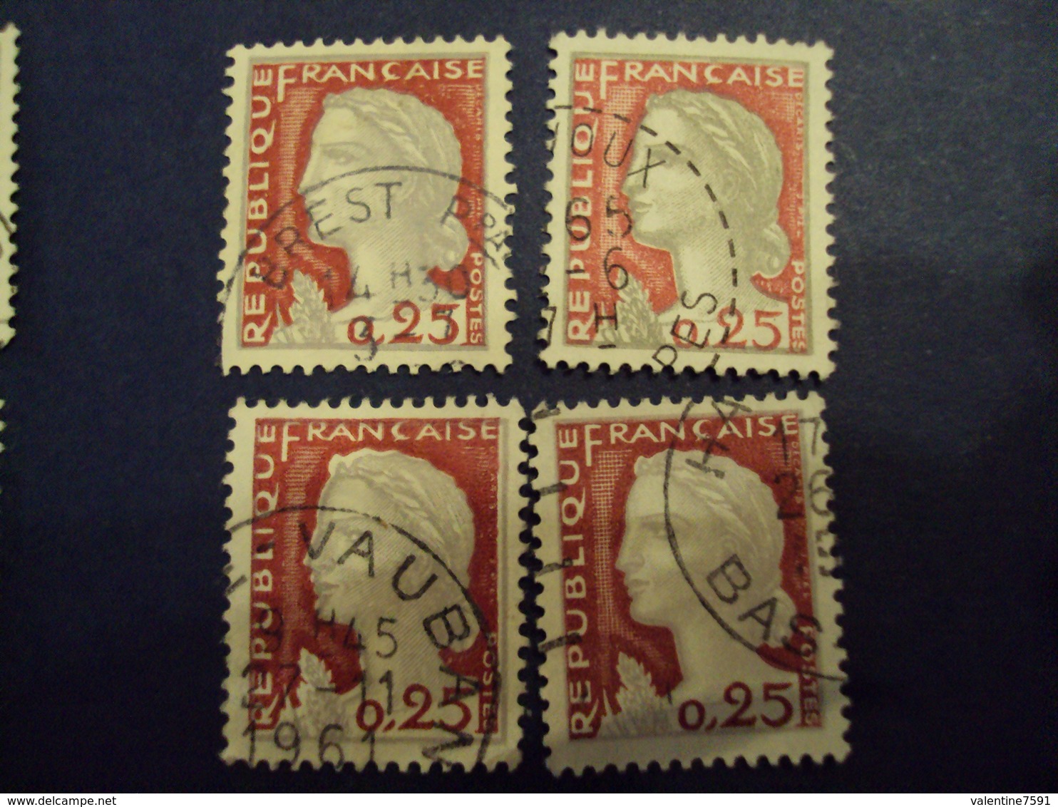 1960-Marianne De Descaris, Lot De 11 Timbres Oblitérés "0.25"      Net      1 Euro Le Lot - 1960 Marianne (Decaris)