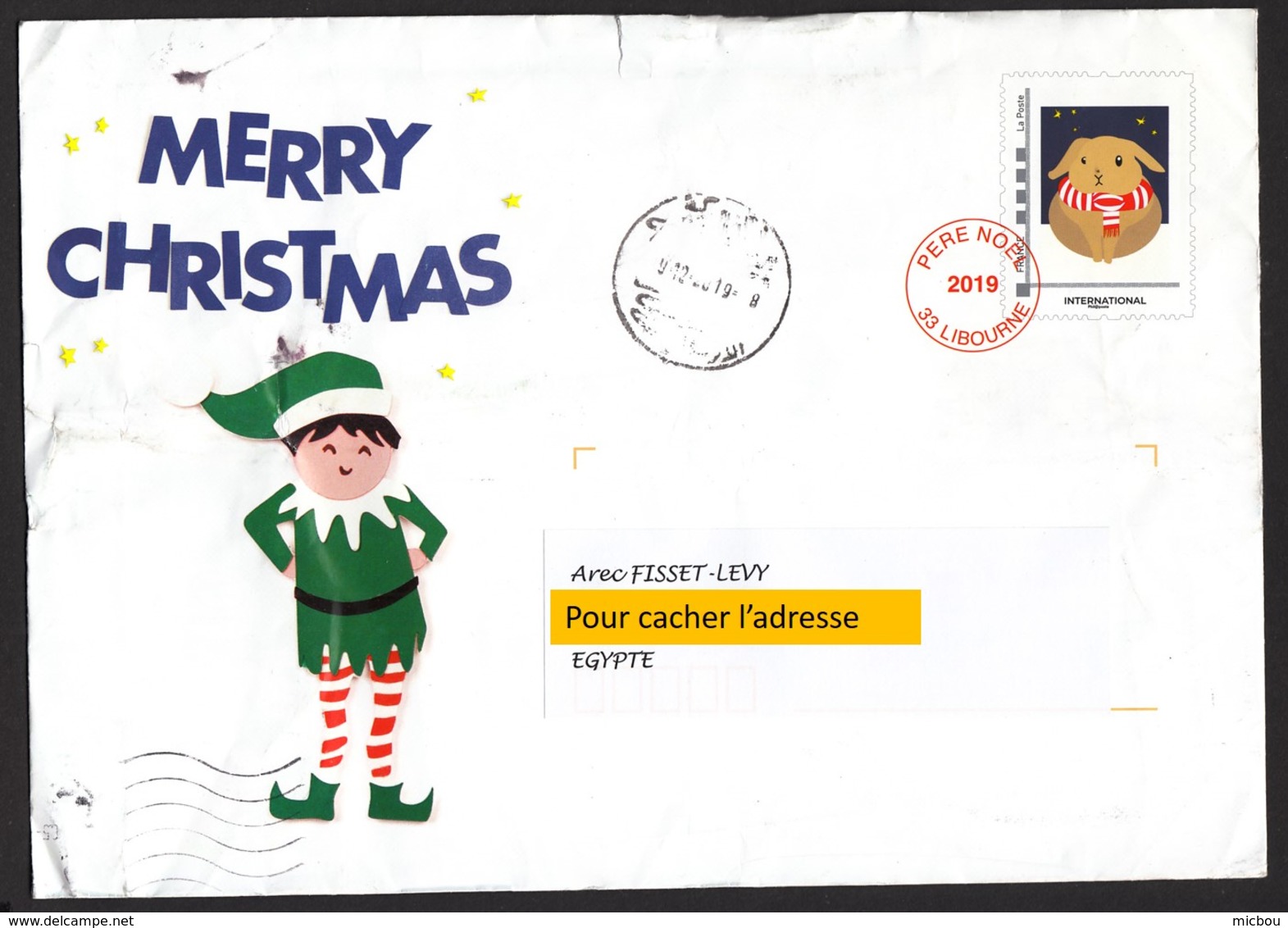 France, 2019, Egypt, ANGLAIS, Lettre Du Père-noël Avec Cachet Égyptien, Santa Claus Letter With Egyptian Postmark - Prêts-à-poster:  Autres (1995-...)