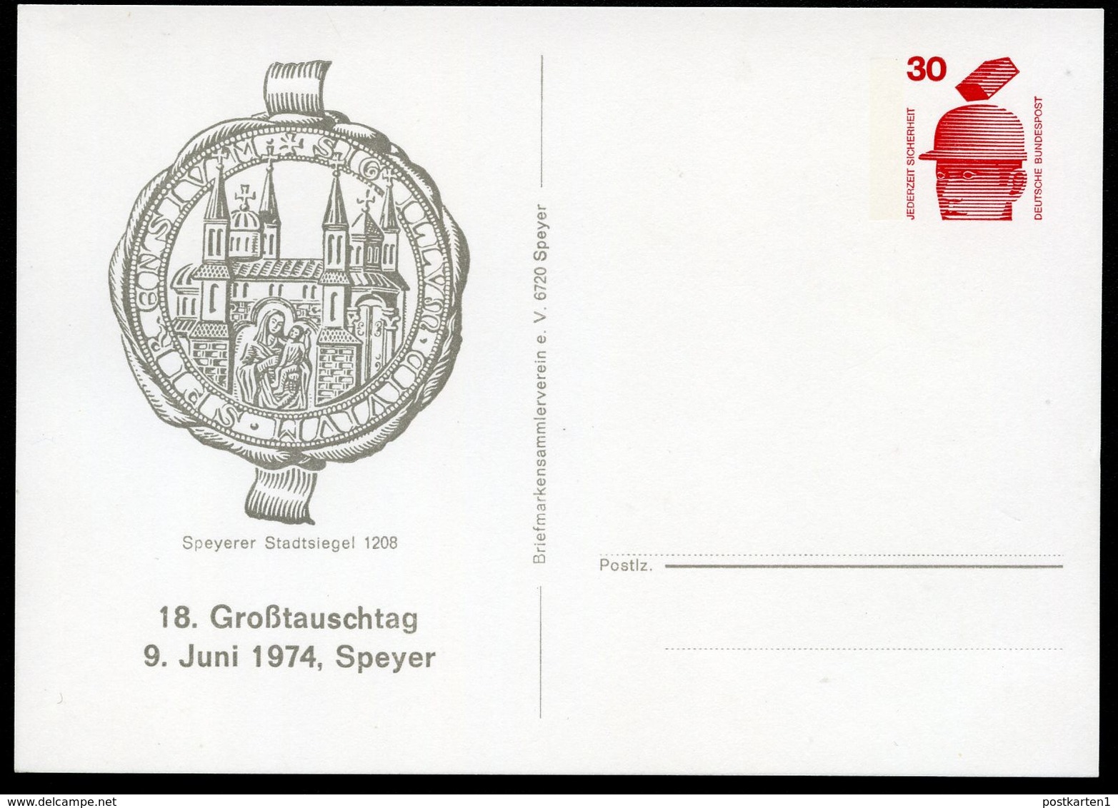 SPEYER STADTSIEGEL 1208  Bund PP68 D2/009 1974  NGK 3,00 € - Briefe U. Dokumente