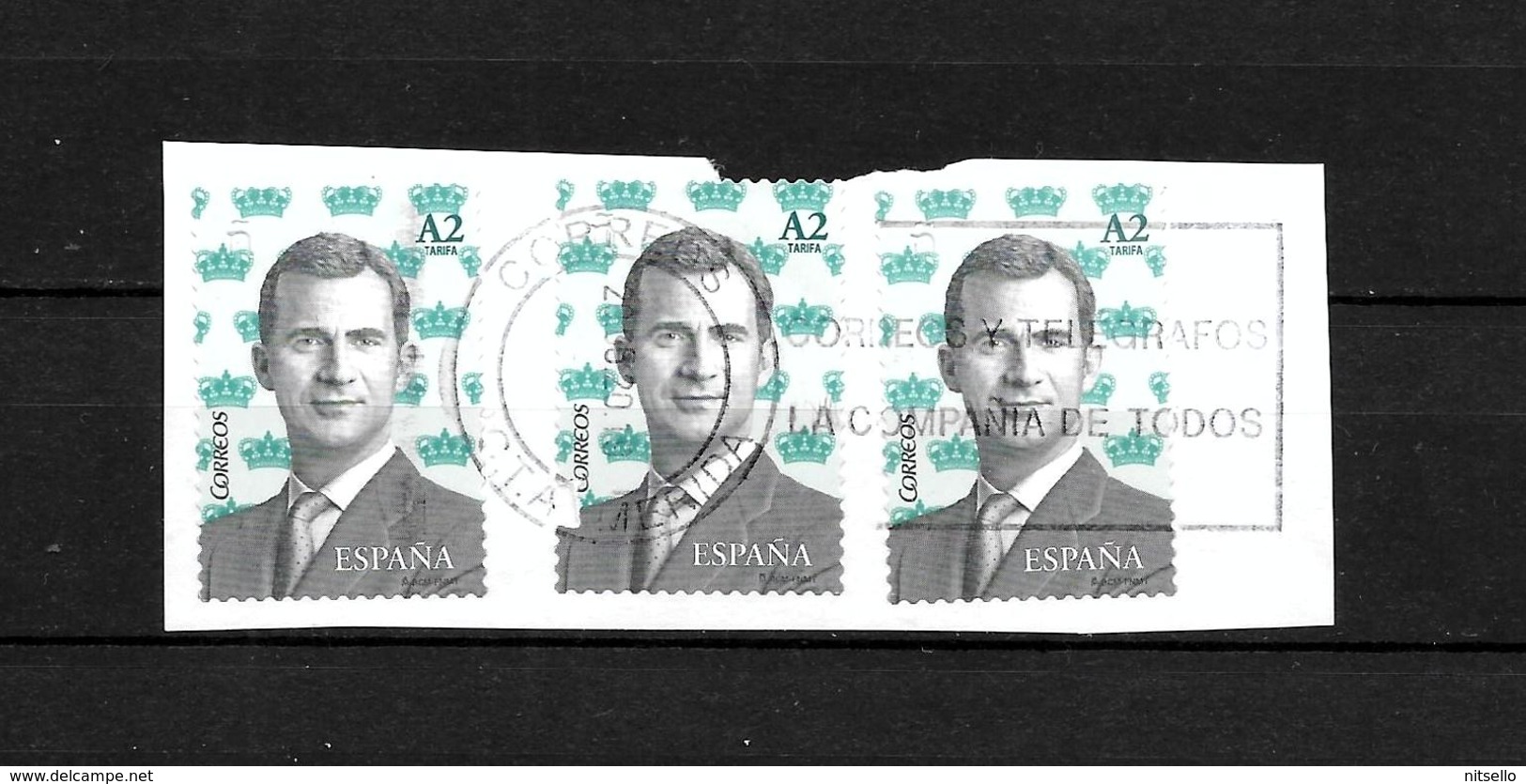 LOTE 1953  ///  ESPAÑA REY FELIPE VI  CON MATASELLO COMPLETO EN PAPEL    ¡¡¡ OCASION !!! - Gebruikt