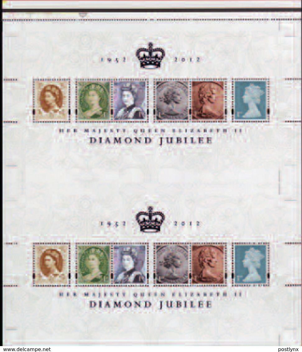 GREAT BRITAIN 2012 Elizabeth II Coins UNCUT SHEET:2x6 Stamps - Feuilles, Planches  Et Multiples