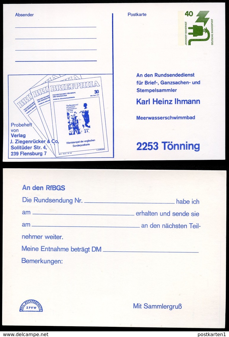 Bund PP69 B2/011 RUNDSENDEDIENST IHMANN TÖNNING Ungebraucht 1977  NGK 4,00 € - Private Postcards - Mint