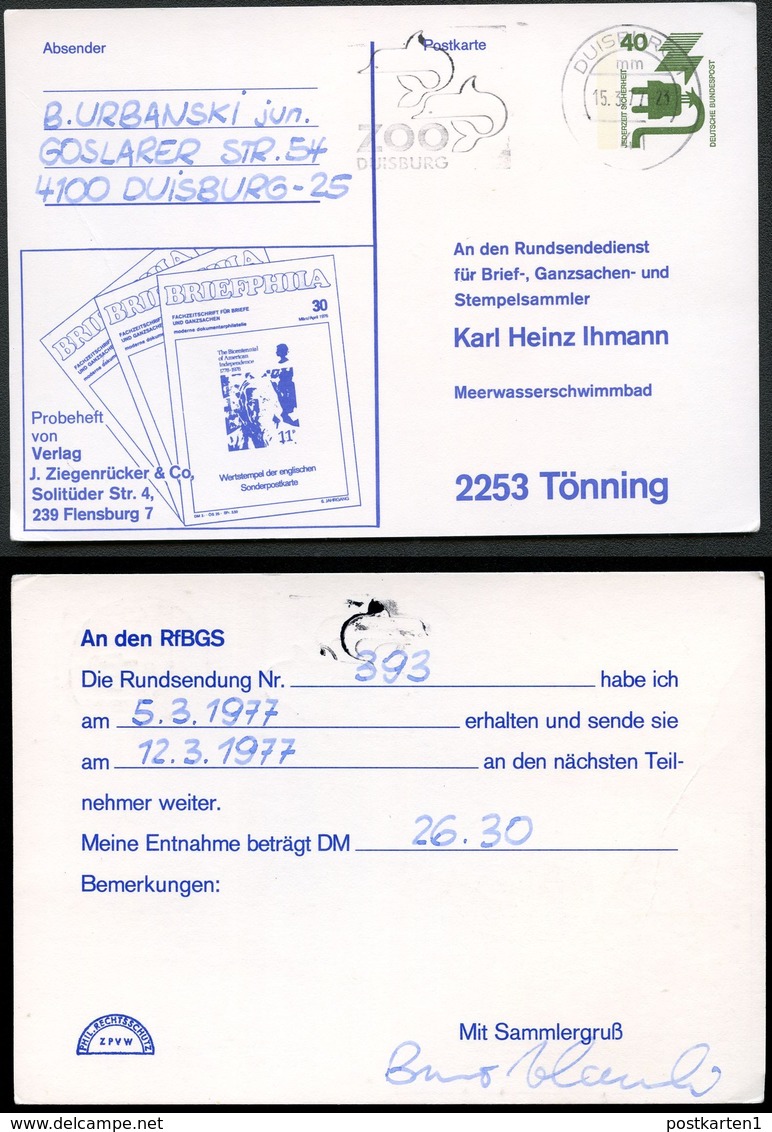 Bund PP69 B2/011 RUNDSENDEDIENST IHMANN TÖNNING Gebraucht 1977  NGK 3,00 € - Private Postcards - Used