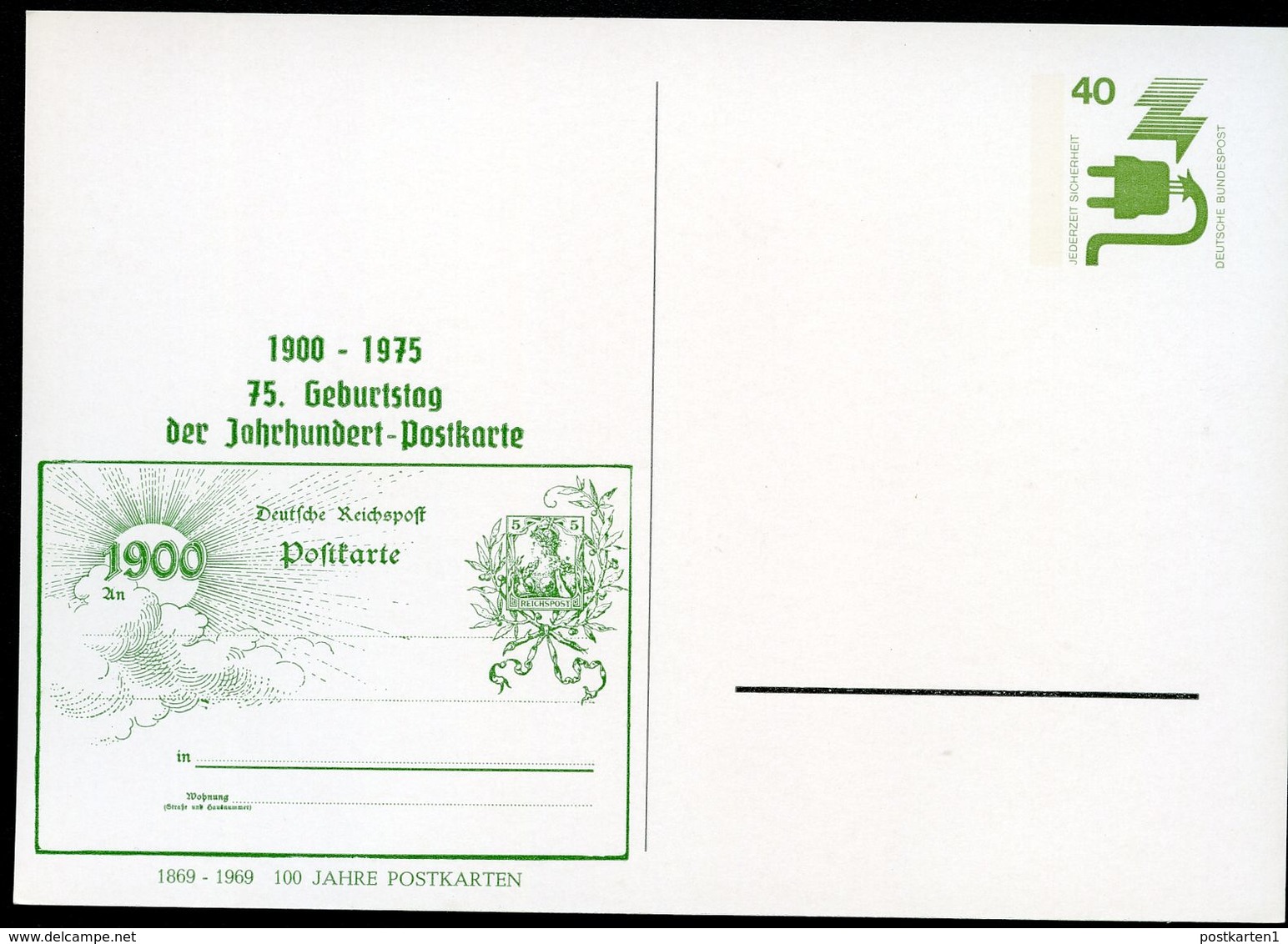 Bund PP69 C1/002 75 J. JAHRHUNDERT-POSTKARTE 1975  NGK 5,00 € - Private Postcards - Mint