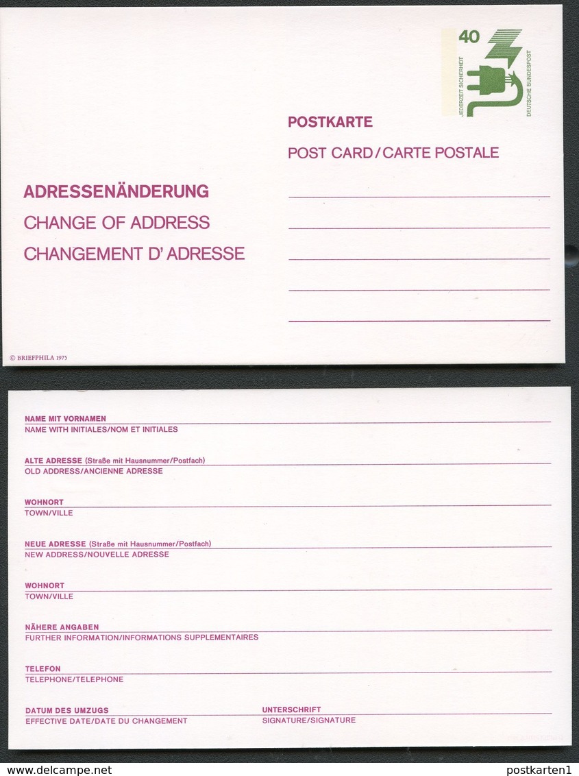 Bund PP69 C1/003 ADRESS-ÄNDERUNG 1977 - Private Postcards - Mint