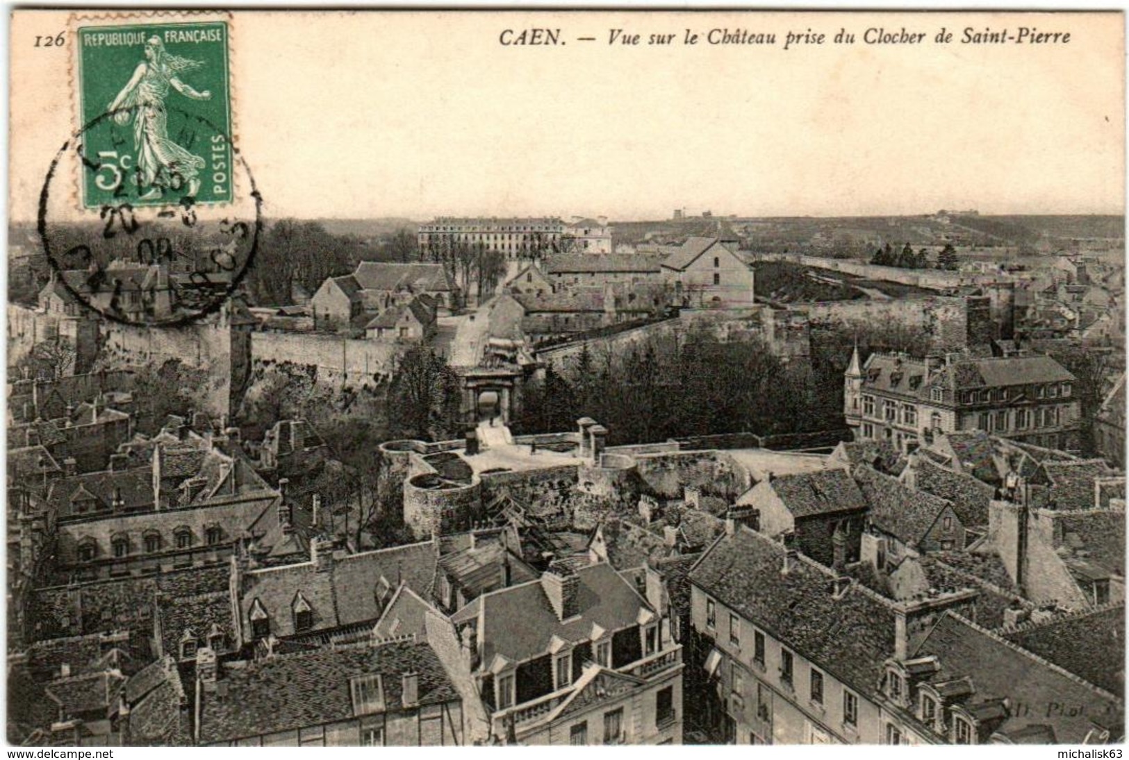 5THX 57 CPA - CAEN - VUE SUR LE CHATEAU PRISE DU CLOCHER DE SAINT PIERRE - Caen