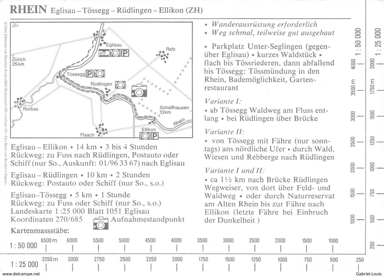 Rhein - Eglisau - Tössegg - Rüdlingen - Ellikon - Wanderweg - Zurich - 14 Km - 3 Bis 4 Stunde  (10 X 15 Cm) - Eglisau