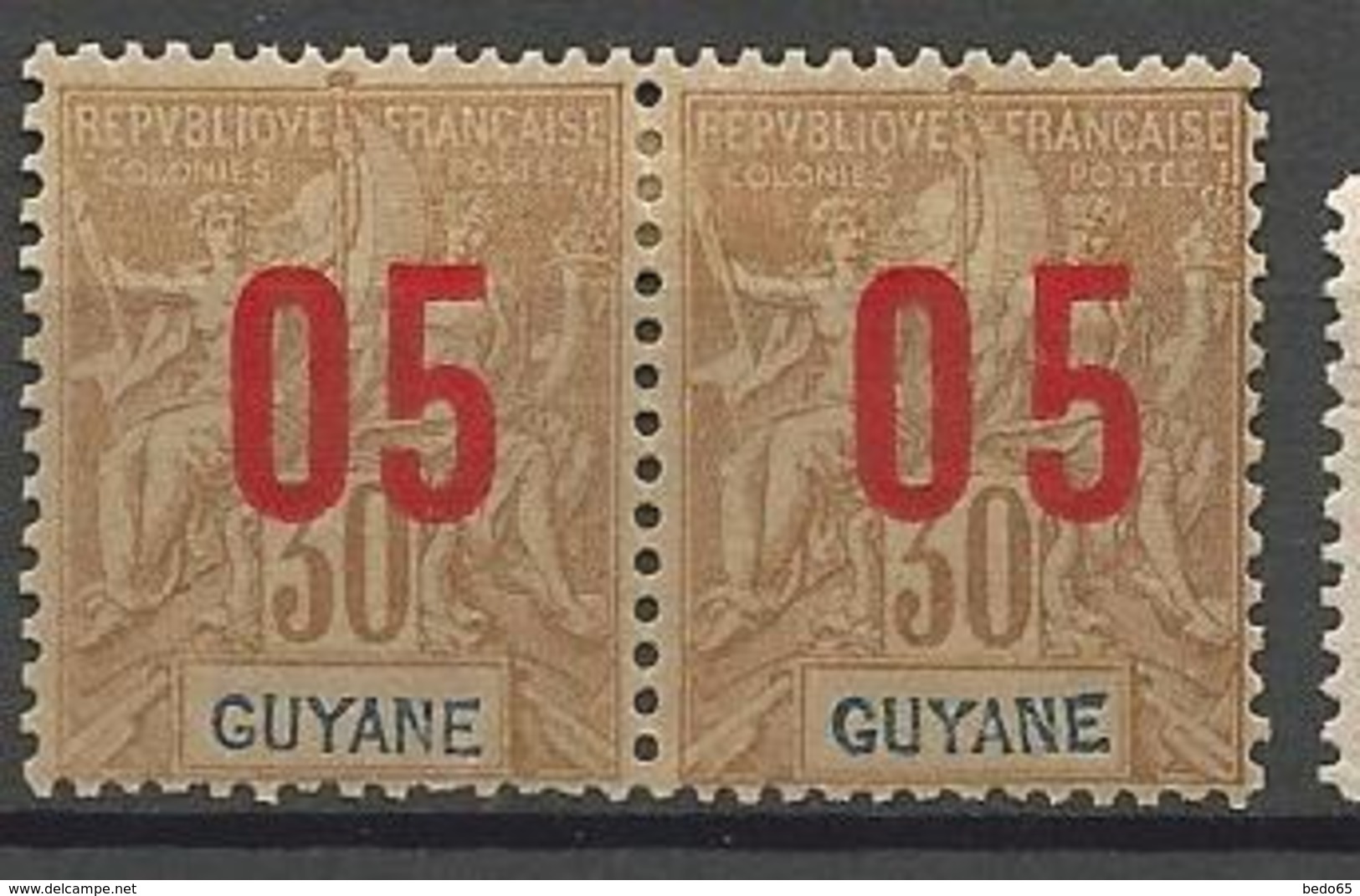 GUYANE  N° 70A Tenant à Normale NEUF*  CHARNIERE / MH - Nuevos