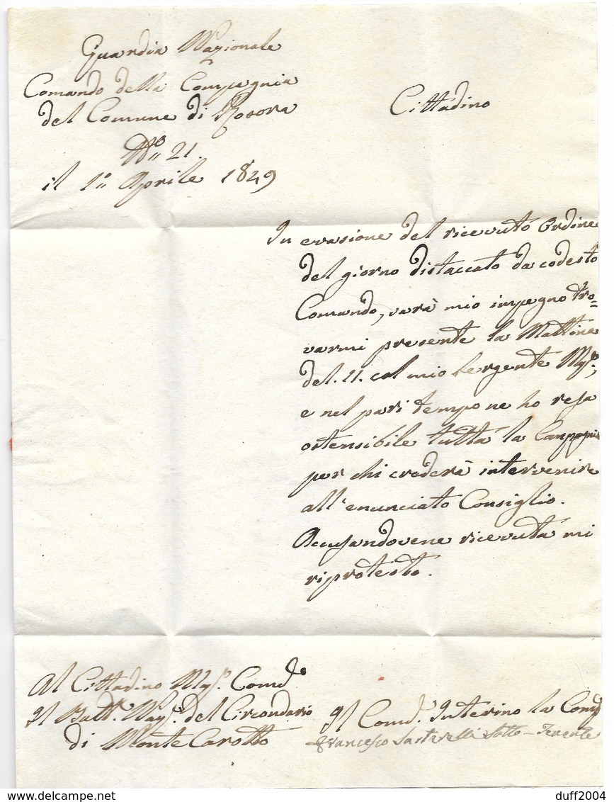 REPUBBLICA ROMANA - DA ROSORA A MONTECAROTTO - 1.4.1849. - 1. ...-1850 Prefilatelia
