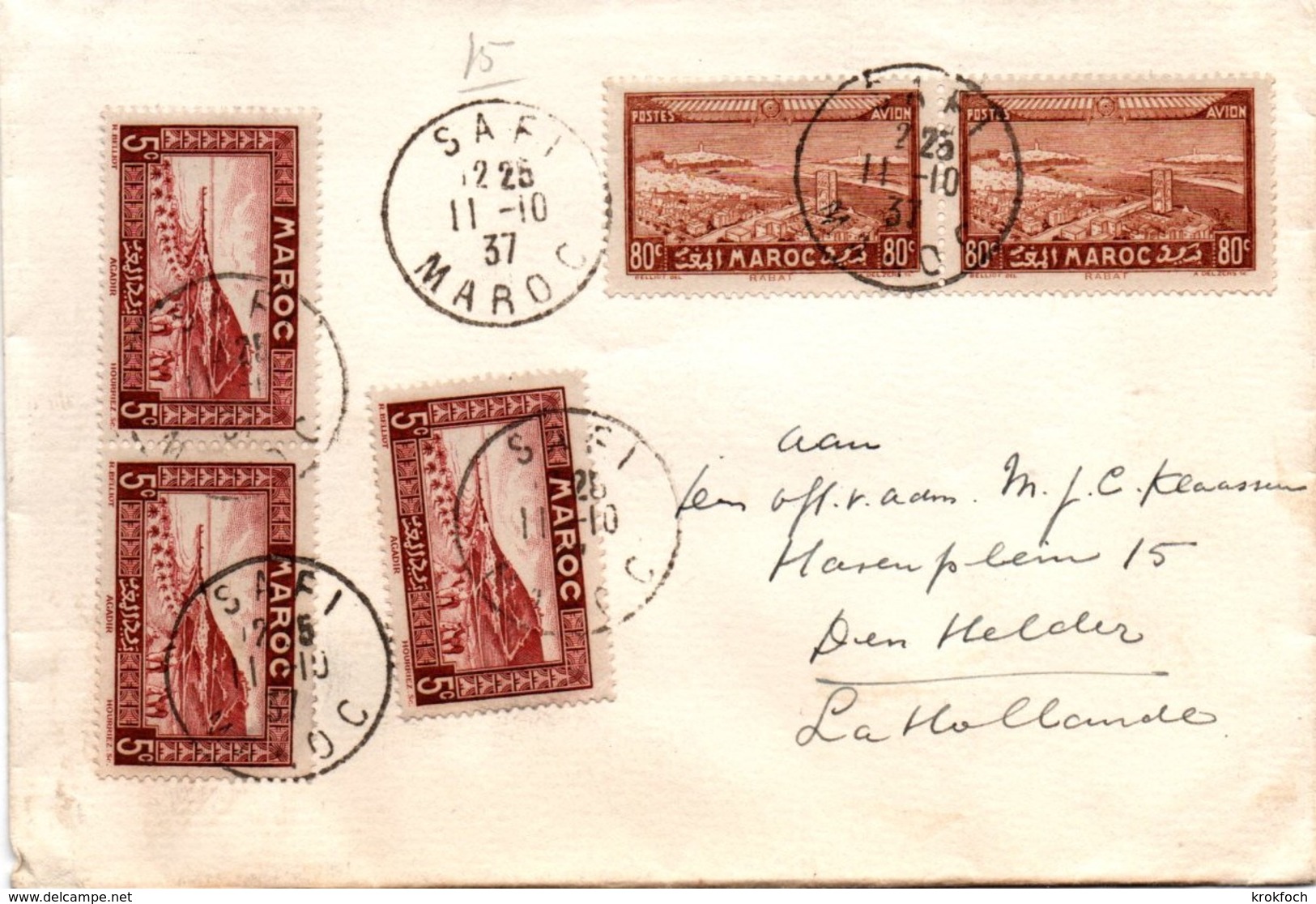 Safi Maroc 1937 - Lettre Dutch Navy - Cdt Hr Ms Hertog Hendrik - Lettres & Documents