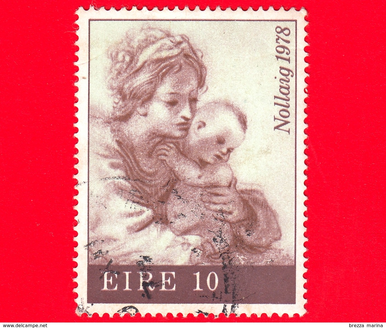 IRLANDA - Eire - Usato - 1978 - Natale - La Vergine E Il Bambino (Guercino) - 10 - Usati