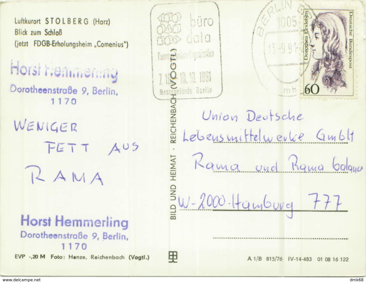 AK GERMANY - LUFTKURORT  STOLBERG HARZ - BLICK ZUM SCHLOB - VINTAGE POSTCARD  (5950) - Stolberg (Harz)
