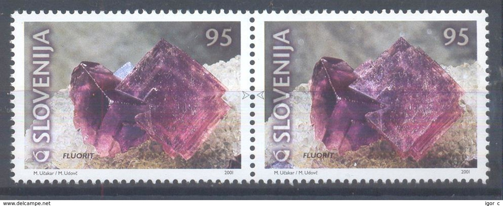 Slovenia Slovenie Slowenien 2001 Mint MNH **: Mi 345-6; Minerals Fossils; Fluorit; Stamps Pair - Sonstige & Ohne Zuordnung