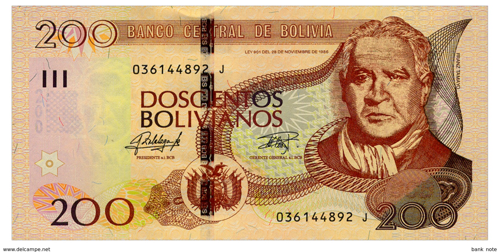 BOLIVIA 200 BOLIVIANOS ND(2015) Pick 247 Unc - Bolivië