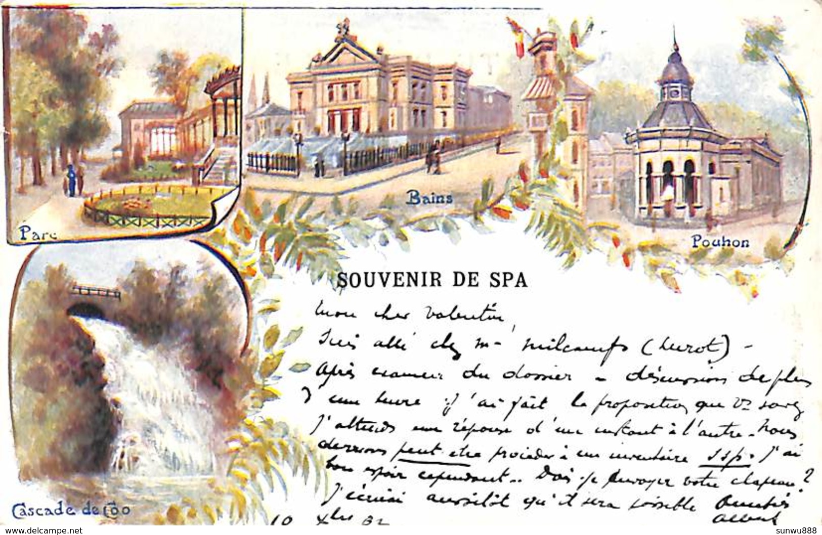 Souvenir De Spa - Litho Précurseur Colorisée Ed. Valentine Engel 1902 - Spa