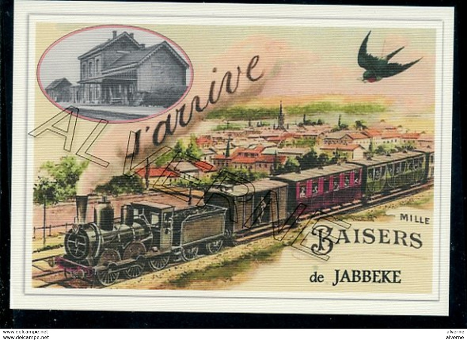 JABBEKE    .....  2 Cartes Souvenirs Gare ... Train  Creations Modernes Série Limitée - Brugge