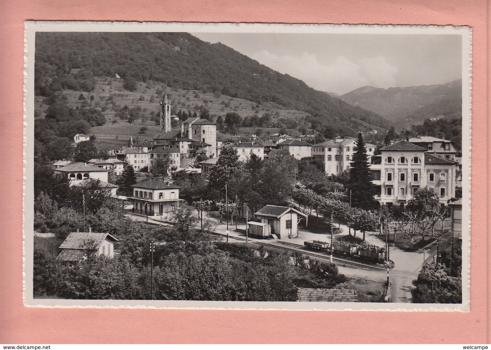 OUDE POSTKAART ZWITSERLAND - SVIZZERA - TESSERETE MET ZICHT OP STATION - STAZIONE 1948 - Tesserete 