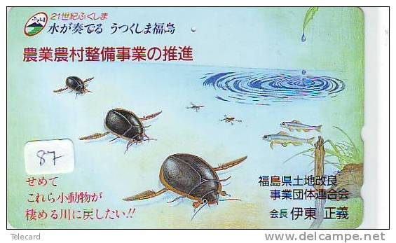 Télécarte Japon (87) TELEFONKARTE JAPAN * INSECTE * Scarabée * BEETLE INSECT Japan Phonecard * KEVER * - Autres & Non Classés