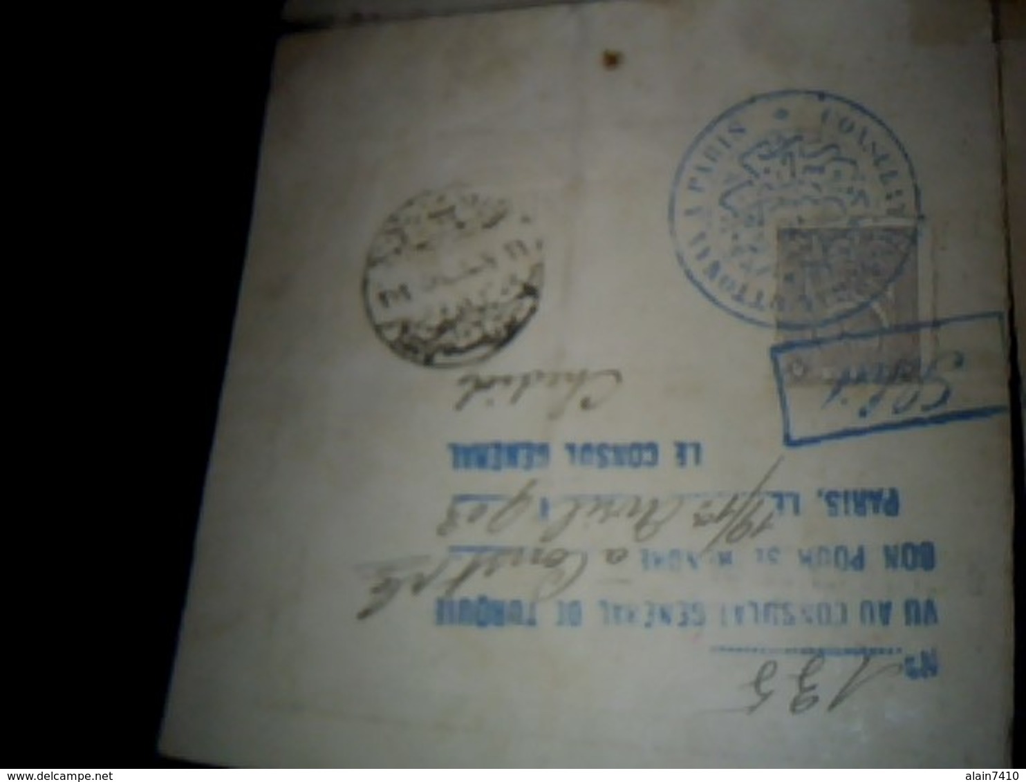 vieux papier (  marcophilie) passeport   à l 'étranger pour la Turquie d un  Roumain résidant en France année 1903?