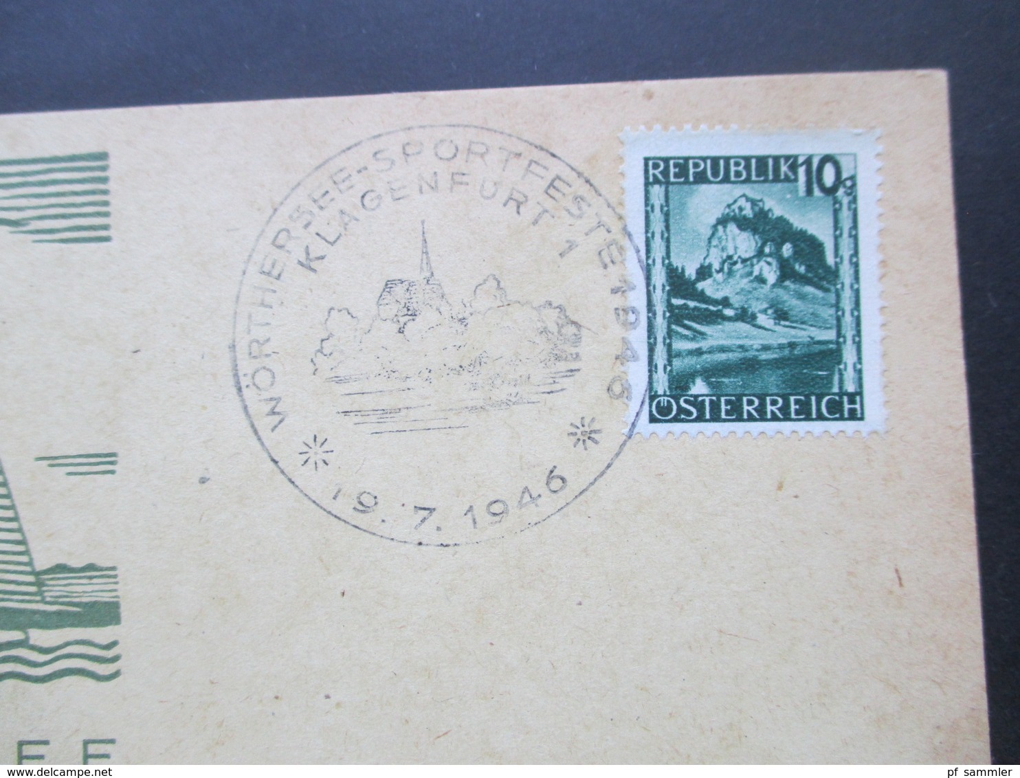 Österreich 1946 Landschaften Auf Sonderkarte Und SST / Sonderstempel Wörthersee Sportfeste Klagenfurt - Covers & Documents