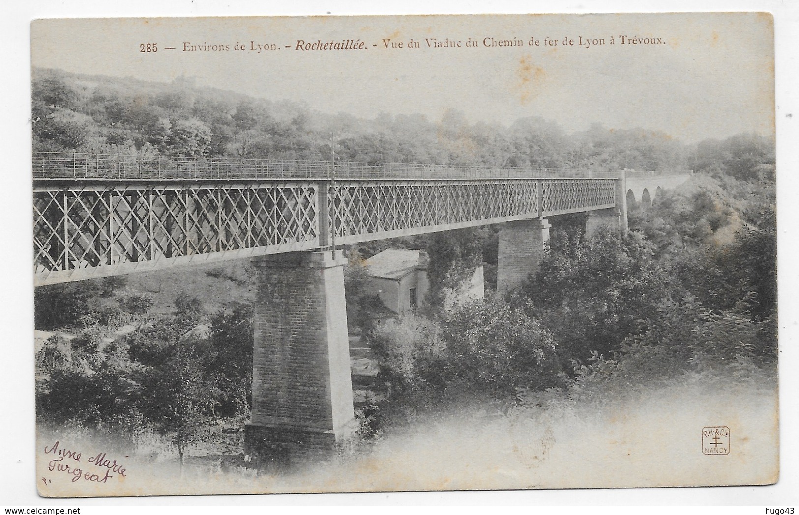 ROCHETAILLEE SUR SAONE - N° 285 - VUE DU VIADUC DU CHEMIN DE FER DE LYON A TREVOUX - CPA PRECURSEUR VOYAGEE - Autres & Non Classés