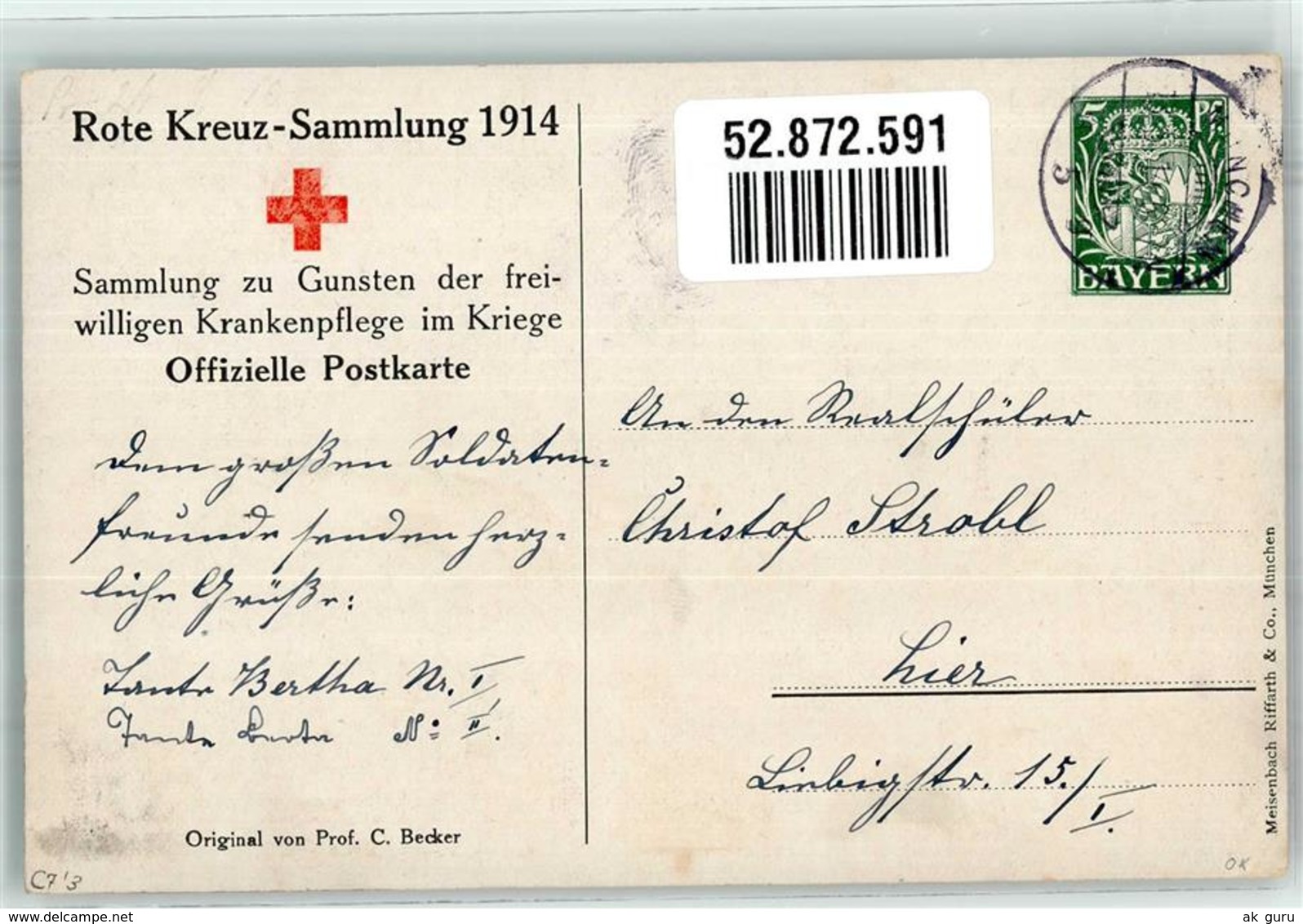 52872591 - Sign. Becker, C. Rotes Kreuz WK I - Postcards