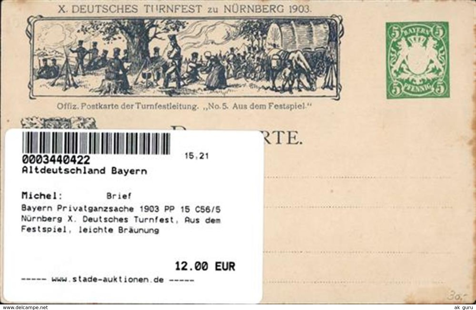 55318361 - Bayern Privatganzsache 1903 PP 15 C56/5 Nuernberg X. Deutsches Turnfest, Aus Dem Festspiel, Leichte Braeunun - Postcards
