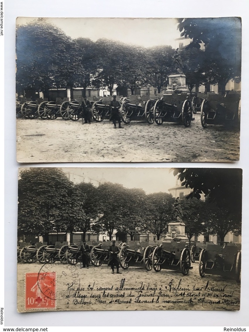 2x Foto Ak 24 Canons Allemands Exposed Belfort Capture General Pau Photo Eugere Belfort - Guerre 1914-18