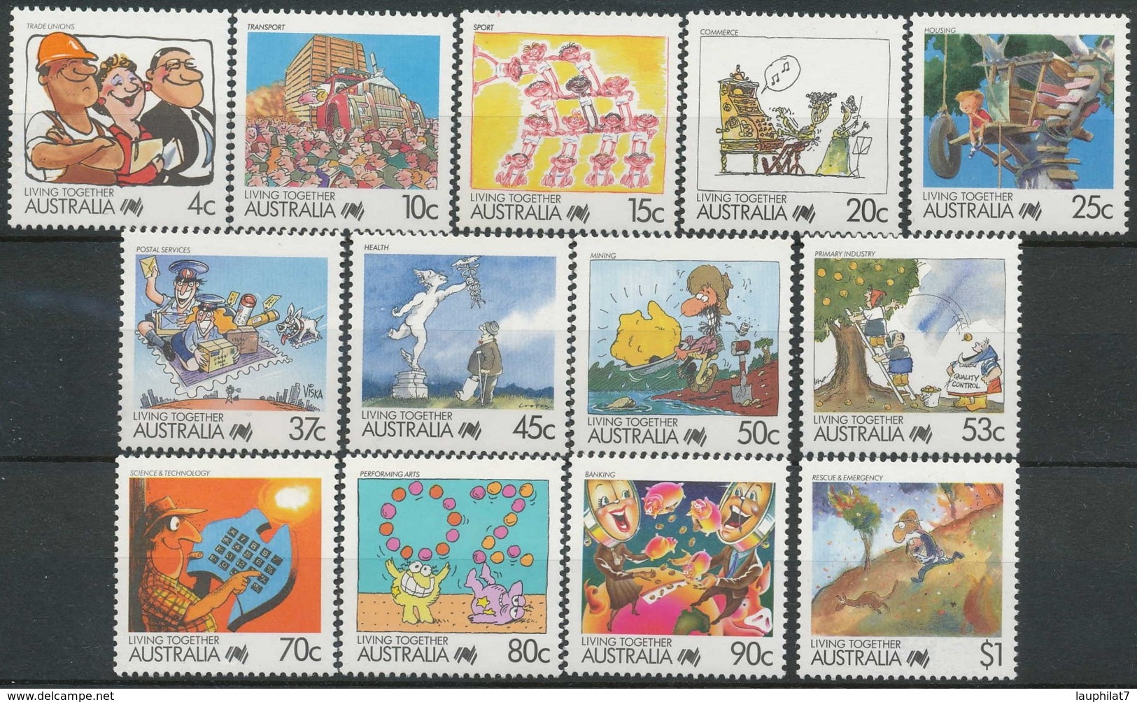 [72593]TB//**/Mnh-Australie 1988, La Vie En Australie à Travers Une Bande Dessinée, Série Complète. - Bandes Dessinées