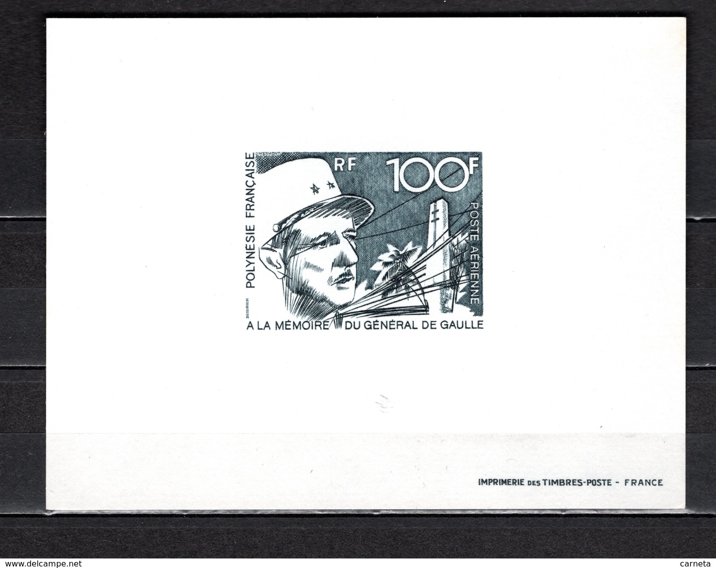 POLYNESIE PA  N° 70  EPREUVE DE LUXE  NEUF SANS CHARNIERE COTE  150.00€  GENERAL DE GAULLE VOIR DESCRIPTION - Imperforates, Proofs & Errors