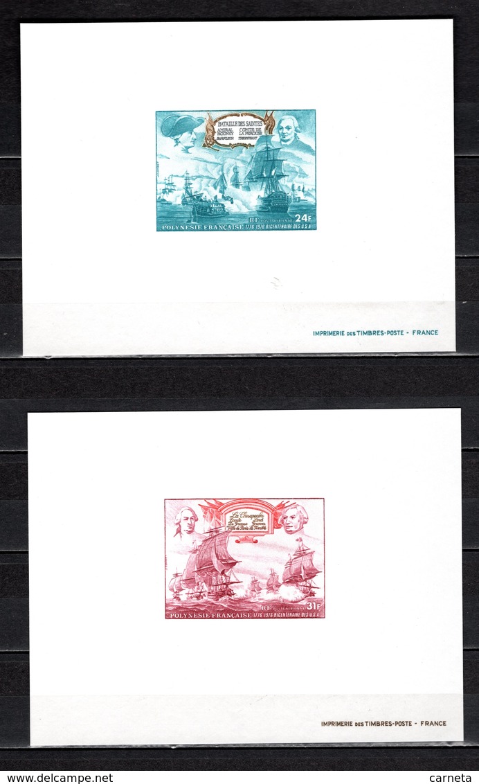 POLYNESIE  PA N° 104 + 105  EPREUVES DE LUXE  NEUFS SANS CHARNIERE COTE 150.00€  INDEPENDANCE DES ETATS UNIS  BATEAUX - Non Dentelés, épreuves & Variétés