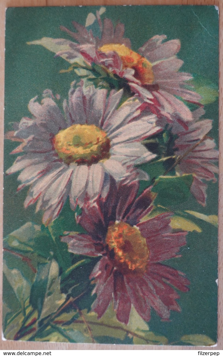 Blumen Blumenstrauss  Kunst Künstler Feldpost 1916 Ballonabteilung 10 Wenau Postkarte - Blumen