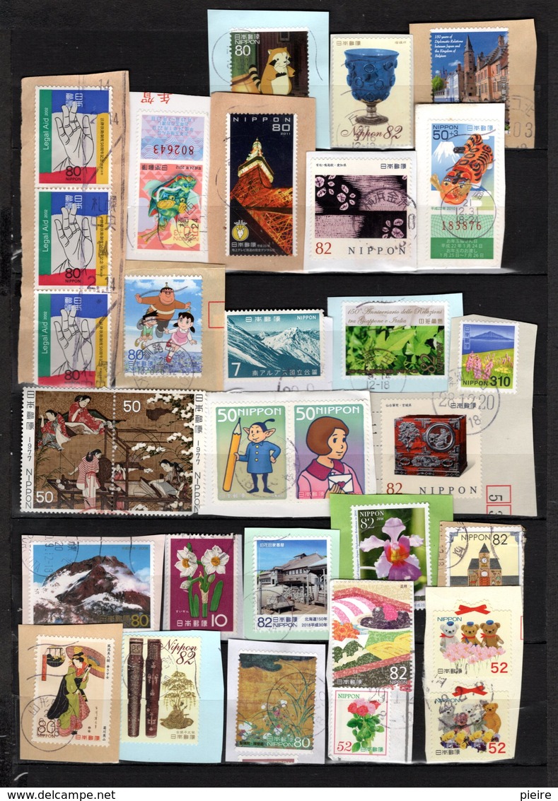 JAPON Env 130  Timbres Oblitérés Sur Fragments Lot 01 12 1 - Collections, Lots & Séries