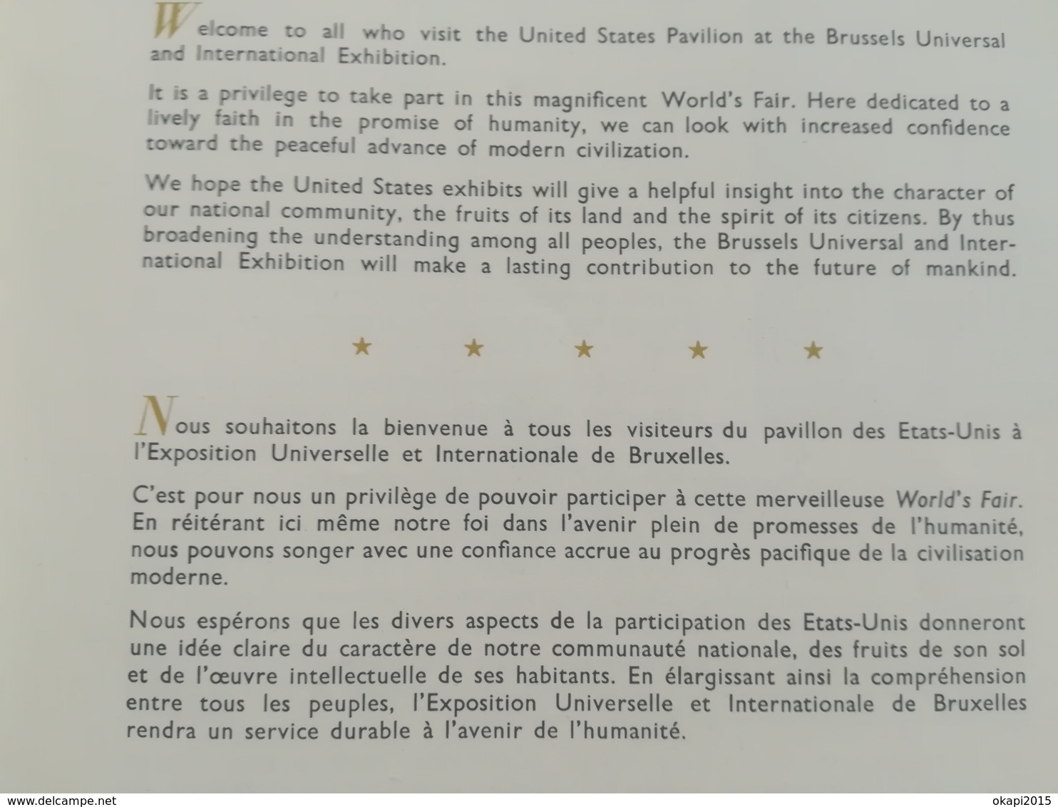 Official United States Guide Book  Brussels World's fair 1958 Belgium Exposition Internationale Bruxelles Belgique 1958