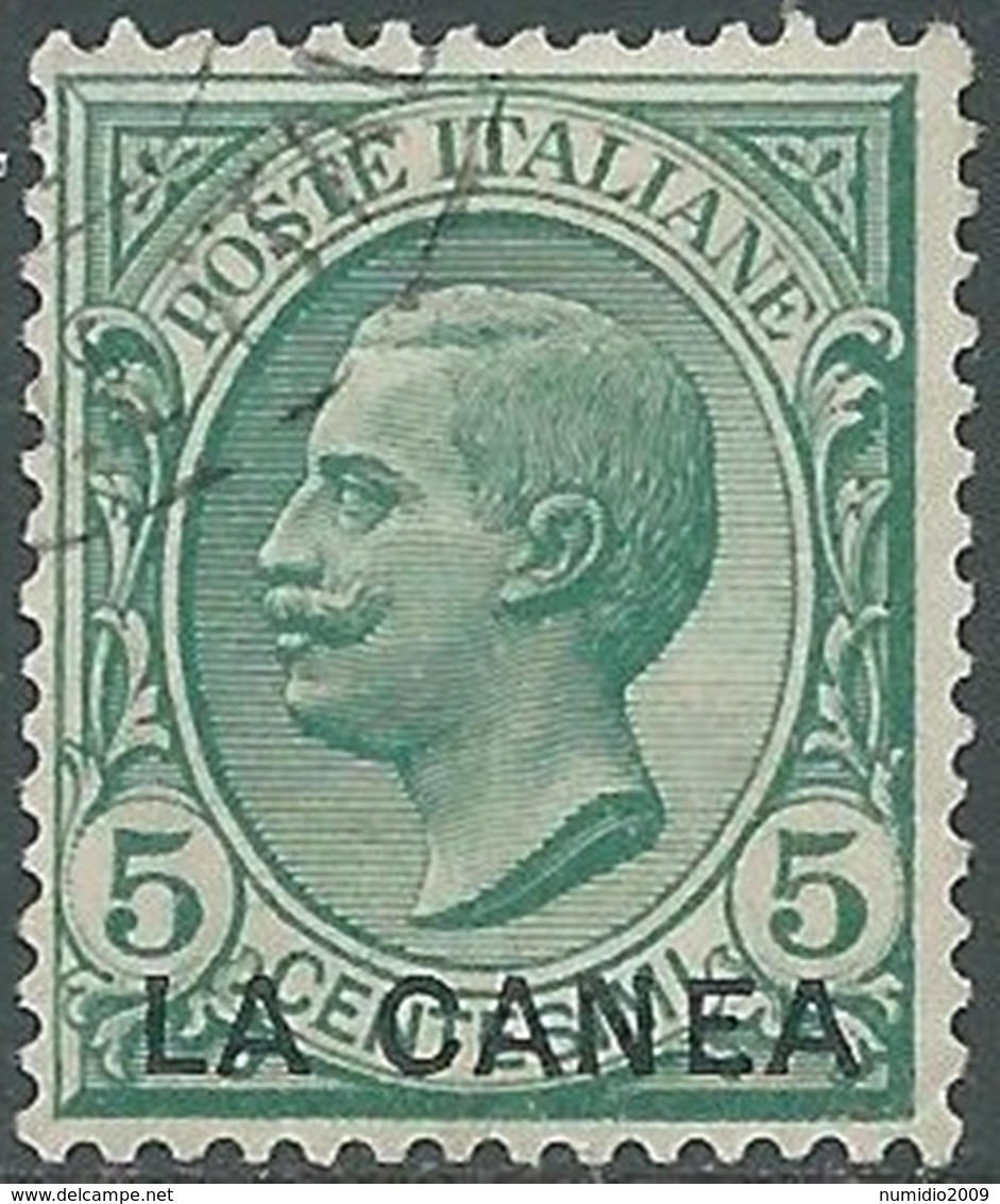 1907-12 LEVANTE LA CANEA USATO EFFIGIE 5 CENT - RB38-6 - La Canea