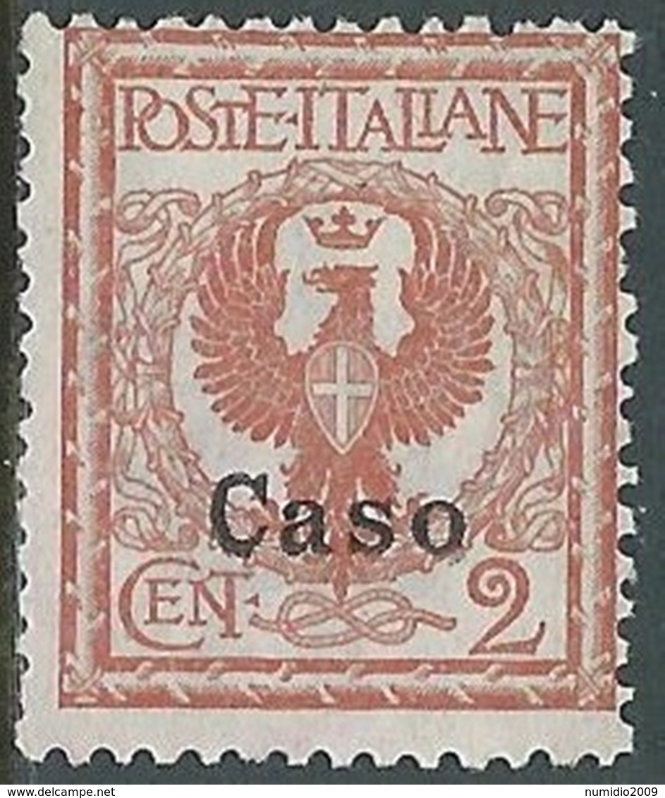 1912 EGEO CASO AQUILA 2 CENT SENZA GOMMA - RB32-10 - Ägäis (Caso)